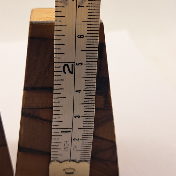 Vintage Wood Pyramid Triangle Salt & Pepper Shakers. - Picture 2 of 6